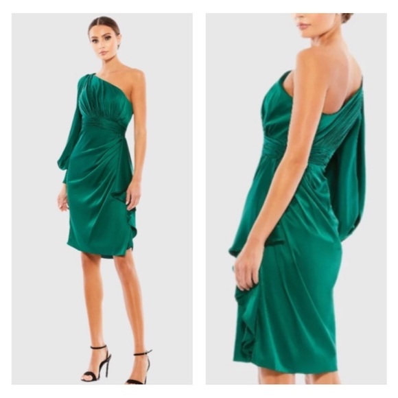 IEENA FOR MAC DUGGAL 55336 Satin One Sleeve Cocktail Dress